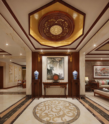 翰墨雅韻 東方意境——瀚唐200平米三室三廳四衛(wèi)中式風格全案賞析